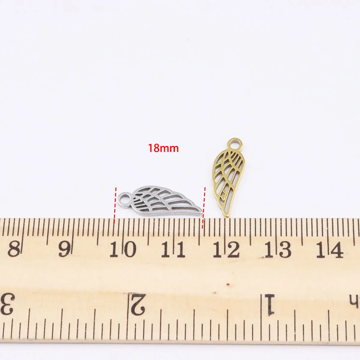 10pcs Wholesale Stainless Steel High Quality Wings Charms Pendant DIY Necklace Earrings Bracelets Vacuum Colorless 2 Colors