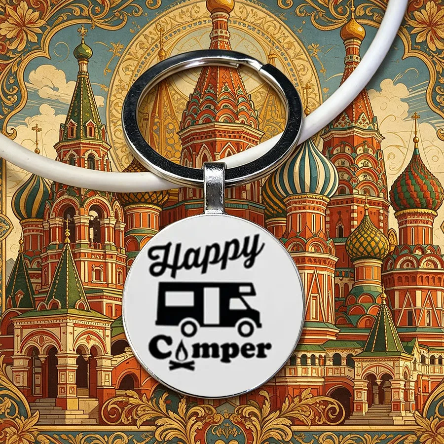 New Cute Camper Wagon Keychain, I Love Camping Keychain, Trailer Signpost Keychain, Vacation Travel Memorial Gift
