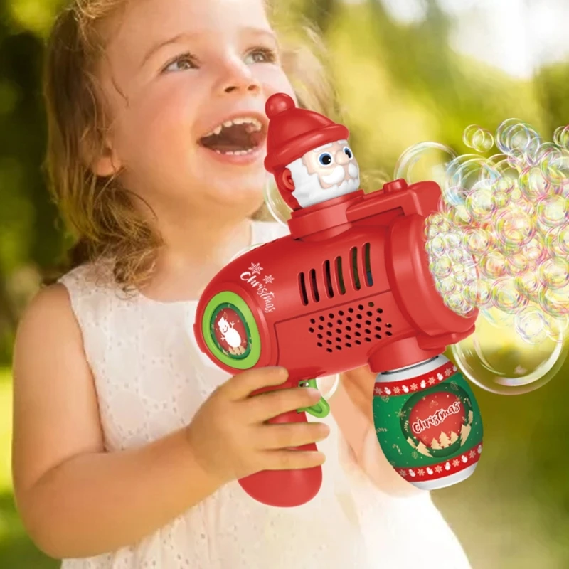 Christmas Activity Bubble Blower Guns with LED Light Gift for Park Outdoor Fun Electric Bubble Guns A2UB