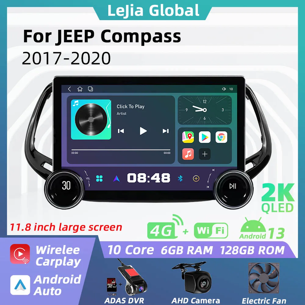 

Android 2 Din Car Radio for JEEP Compass 2017 - 2020 Stereo GPS Navigation Multimedia Player Autoradio Audio Auto Head Unit WIFI