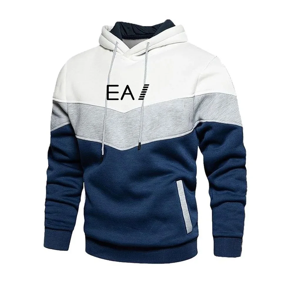 

Men's EAI Printed Splicing Hoodie Outdoor Casual Sportswear Street Fashion Men's and Women's Wool Warm Hoodie Autumn/Winter