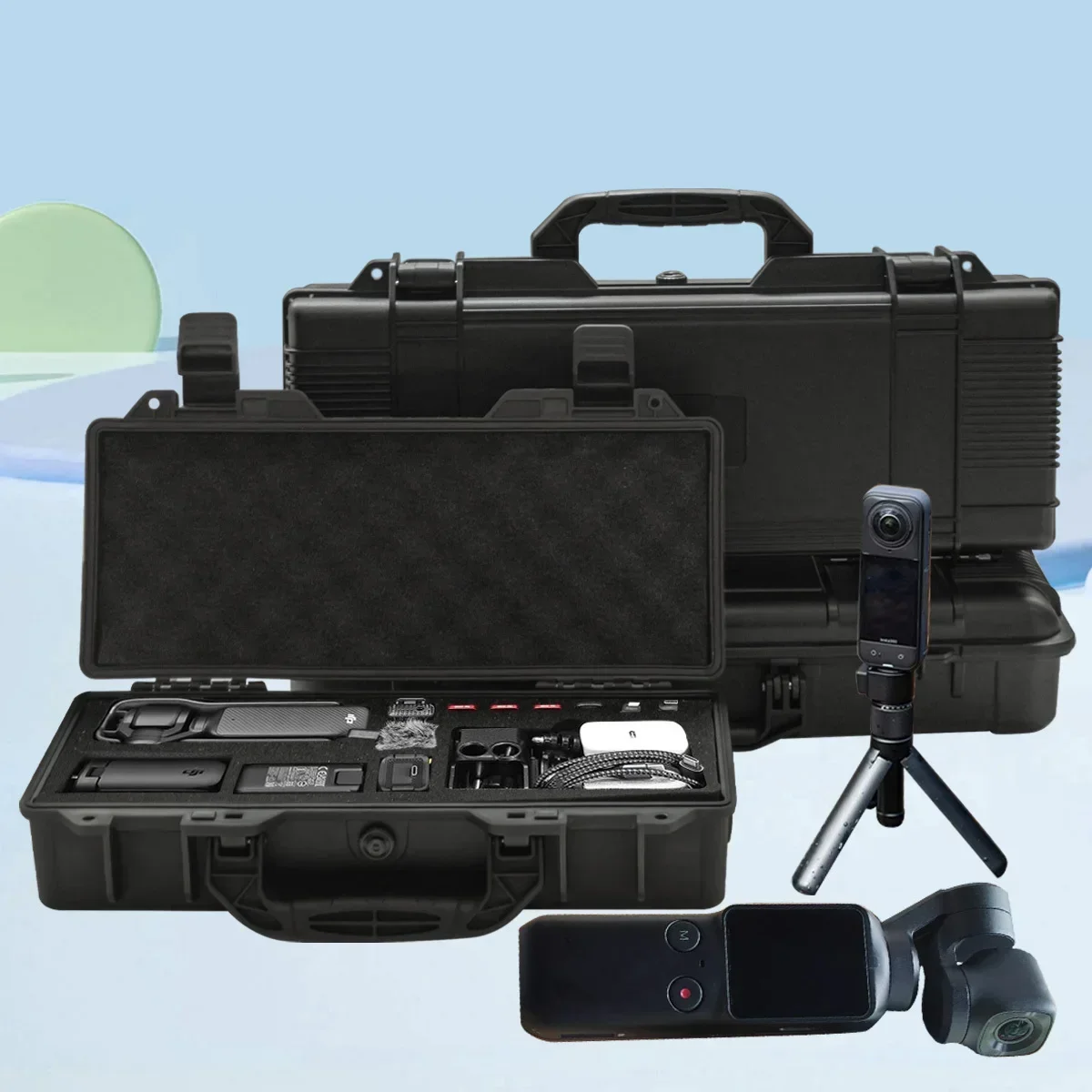 1 portable toolbox with pre cut sponge insert, shock resistant and wear-resistant hard shell protection tool equipment box