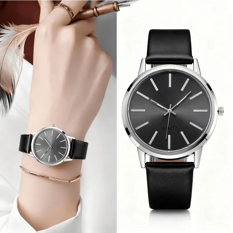 

Модные мужские часы, простые металлические аналоговые кварцевые часы, простой деловой кожаный ремешок, мужские наручные часы, reloj hombre