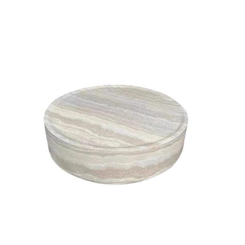 Wabi Sand Wind Travertine Coffee Table Living Room Household Light Luxury Modern Minimalist Round Marble Table