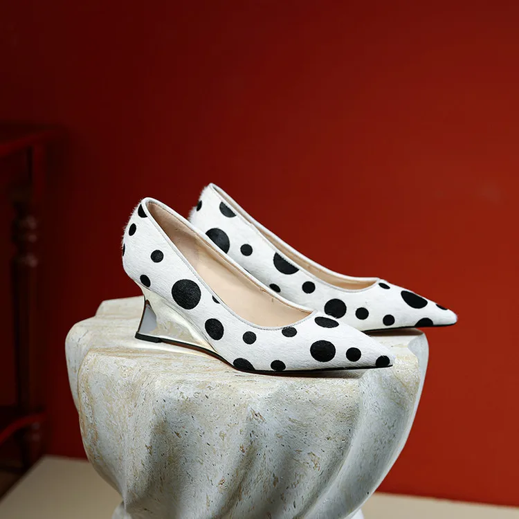 Shoes Women 2026 Polka - Dot Pointed - Toe Wedge Pumps | Stylish & Comfortable Office / Casual Women’s Shoes High Heel Pumps