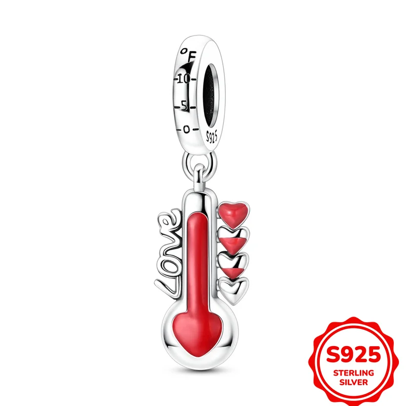

Original 925 Sterling Silver Love Thermometer Pendant Charms Beads Fit DIY Bracelet Necklace Engagement Birthday Jewelry Gift