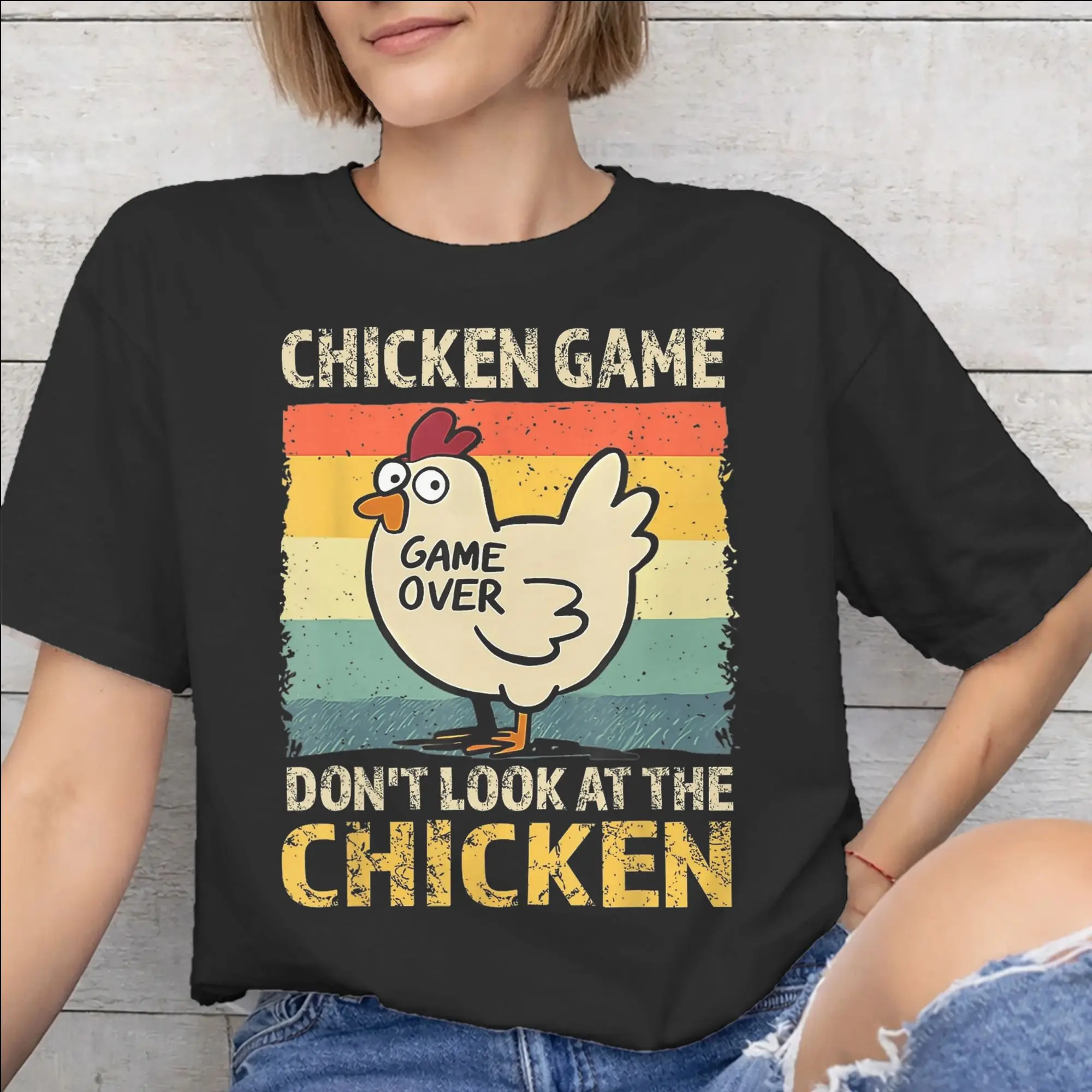 New Arrival Chicken Game Dont Look At The Chicken T Shirt for Men Women  Pure Cotton T-shirts Short Sleeve Tops