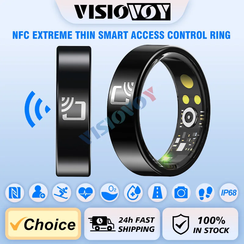 Visiovoy Smart Ring con NFC para hombres y mujeres, monitor de salud y sueño, resistente al agua hasta 5 ATM, modo multideporte