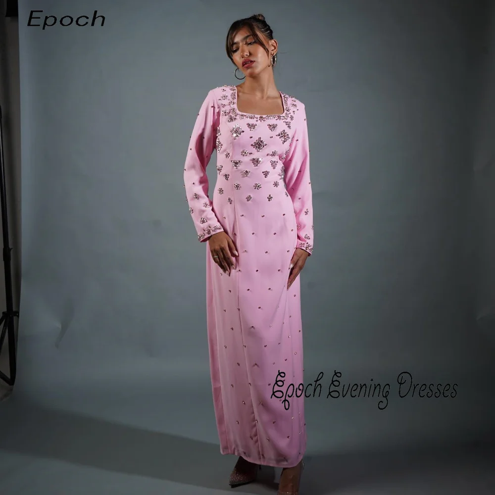 

Epoch Evening Dress 2024 Arabia Exquisite Design Square Collar Luxury Crystal Full Sleeve Women Sexy Formal Occasion Prom Gown