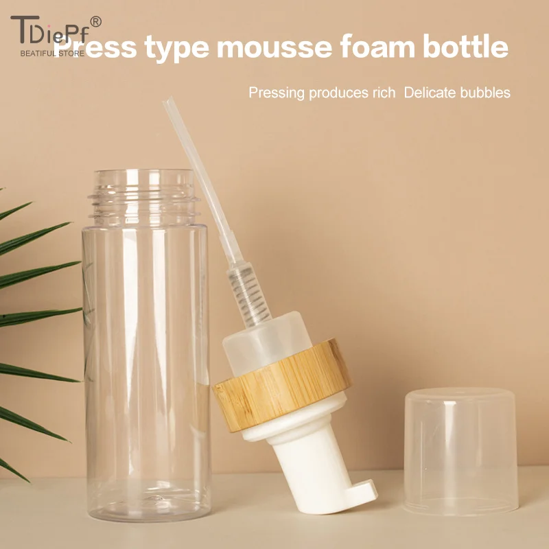 150 مللي السفر الخيزران رغوة زجاجة مضخة فارغة منظف الوجه زجاجة مستحضرات التجميل موزع صابون شامبو إعادة الملء المطهر اليد رغوة