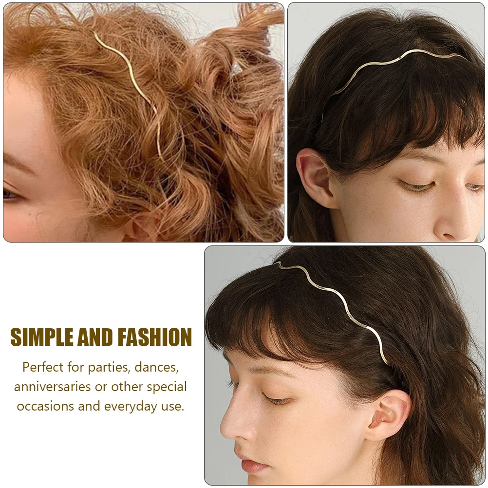 

6pcs Thin Headbands Women Elegant Hair Decorations Golden Accessories Shiny Metal Hoops Hairstyle Tools Special Occasions