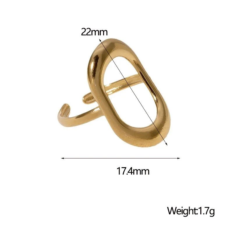 Stainless Steel Hollow Ring for Women Gold Color Geometric Oval Rings Opening Female Jewelry Simple Accessories Silver Color