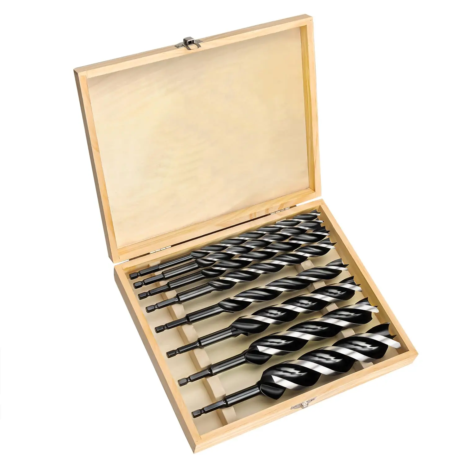 

Набор из 8 шнековых сверл для дерева с шестигранным хвостовиком, 9 дюймов, от 3/8 до 1-1/4 дюйма, усиленные, для мягкой и твердой древесины, в деревянном кейсе