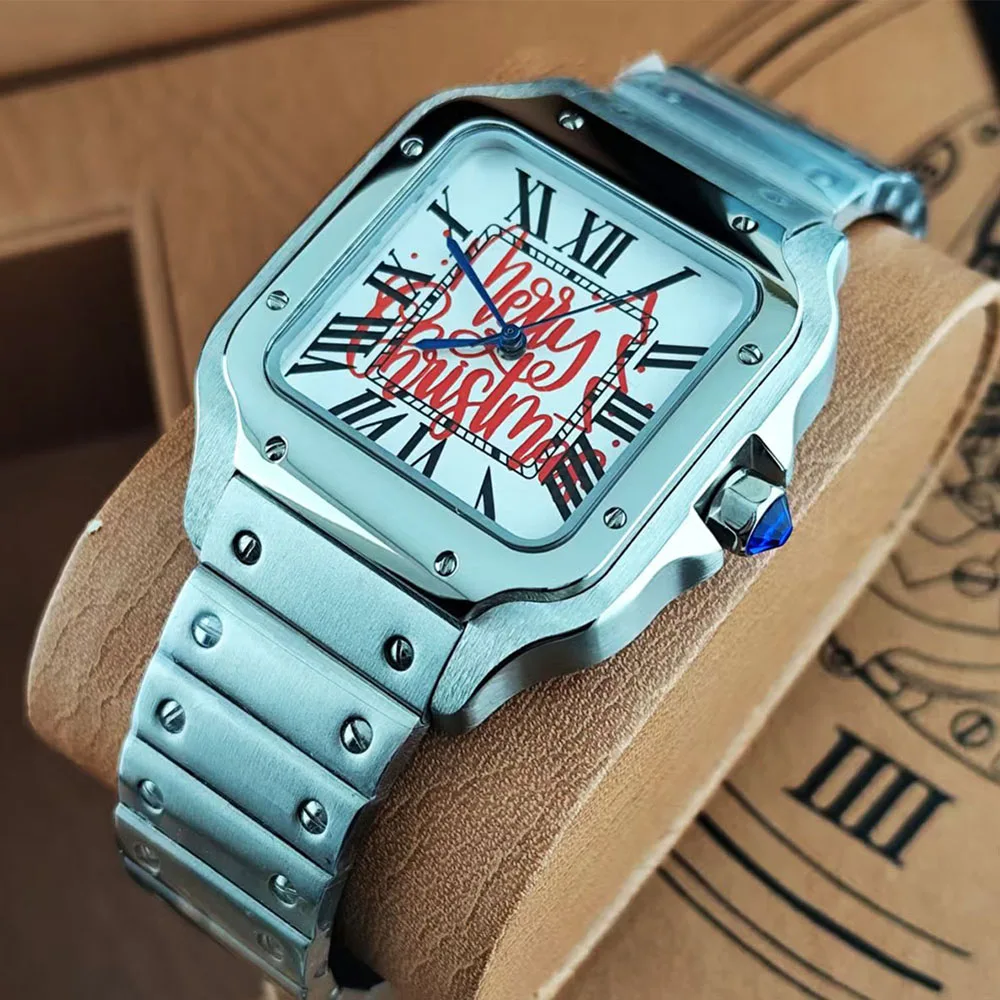 NH35 Watch Merry Chrismas Men's Stainless Steel Watch 38mm Custom Logo, Suitable for NH35 Movement Watches