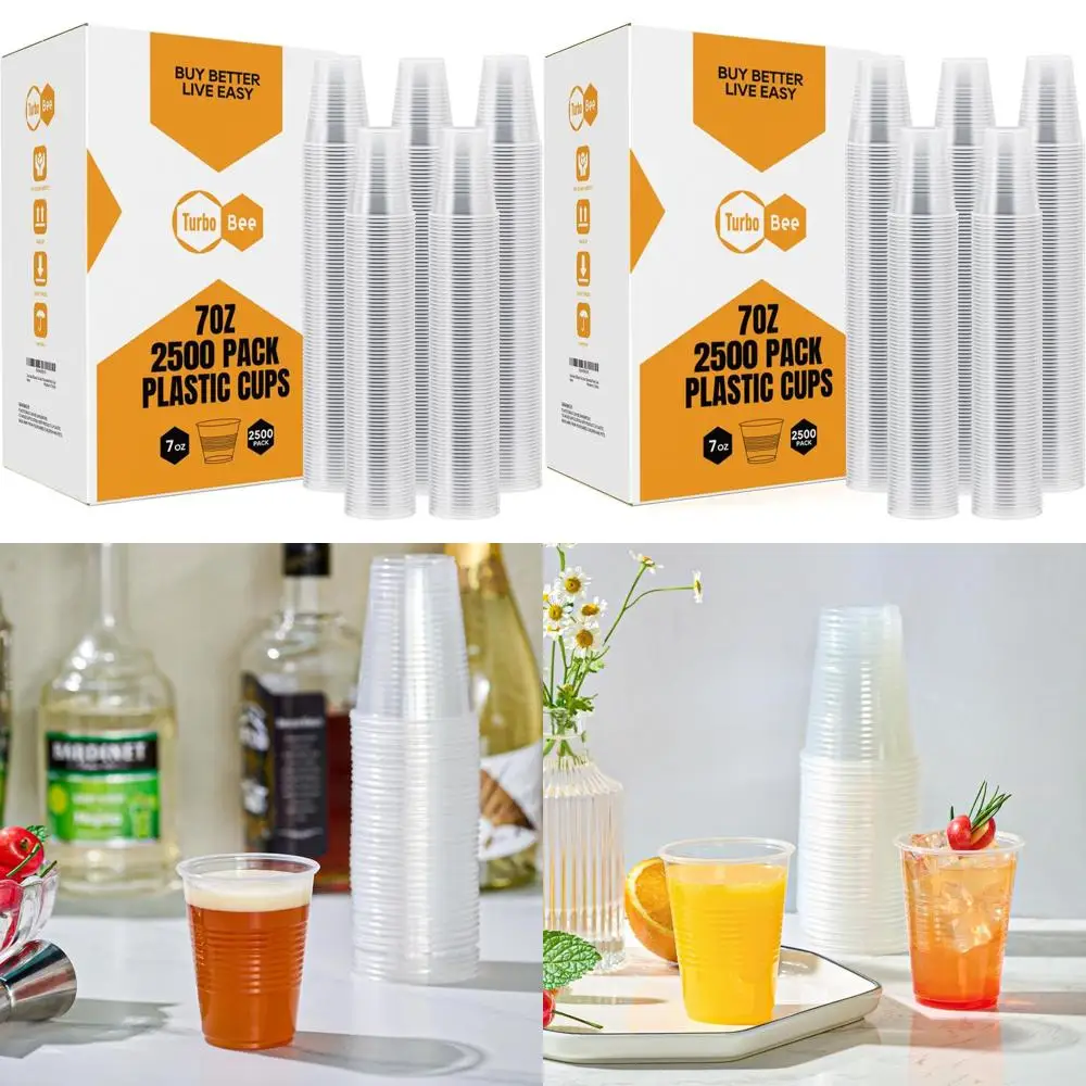 

7oz Clear Disposable Plastic Cups, Ideal for Parties, Picnics, Ceremonies, and Weddings