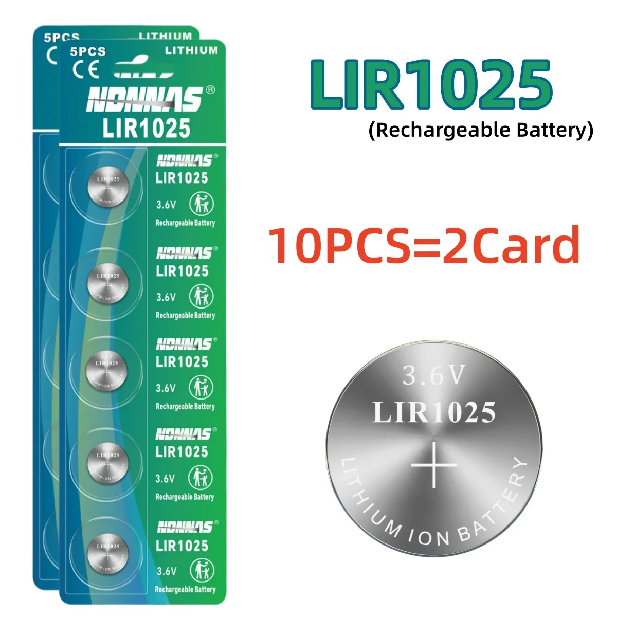 5-60PCS LIR1025 3.6V Rechargeable Lithium Rechargeable Battery Replace CR1025 For Watc Remote Camera Control Calculatorl Clock