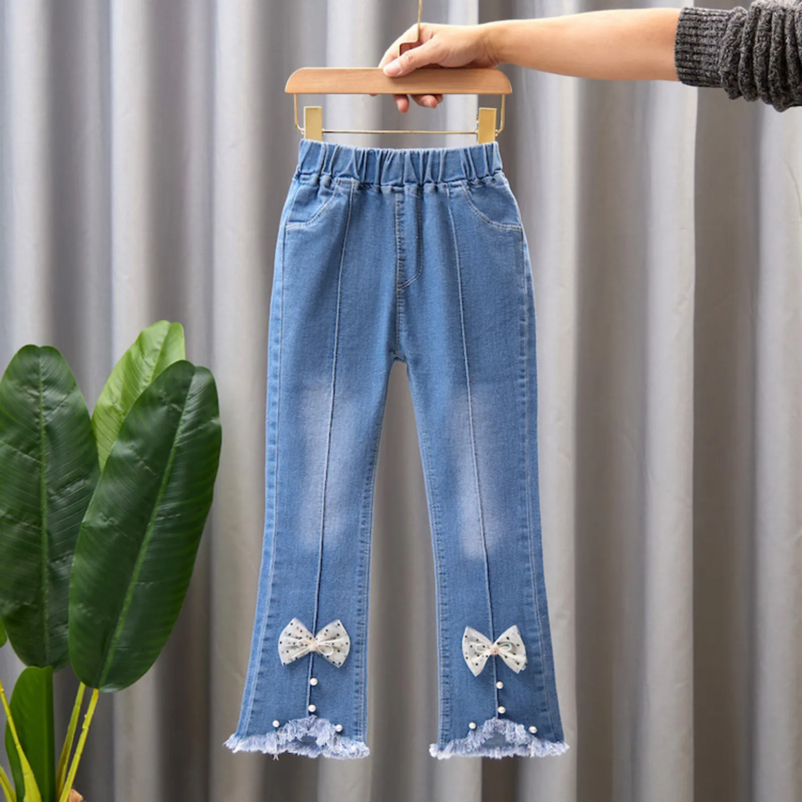 Girls Jeans Pants New Kids Denim Trousers Children Fashion Bell Bottoms Spring Autumn Baby Girls Cute Casual Pants 4-10 Years