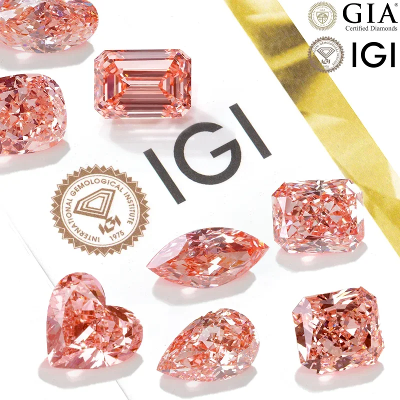 Fancy Vivid Pink Lab Grown Diamond CVD HPHT GIA IGI Certified 1CT 4CT Oval Pear H VVS Loose Natural Diamond Stone Custom Jewelry