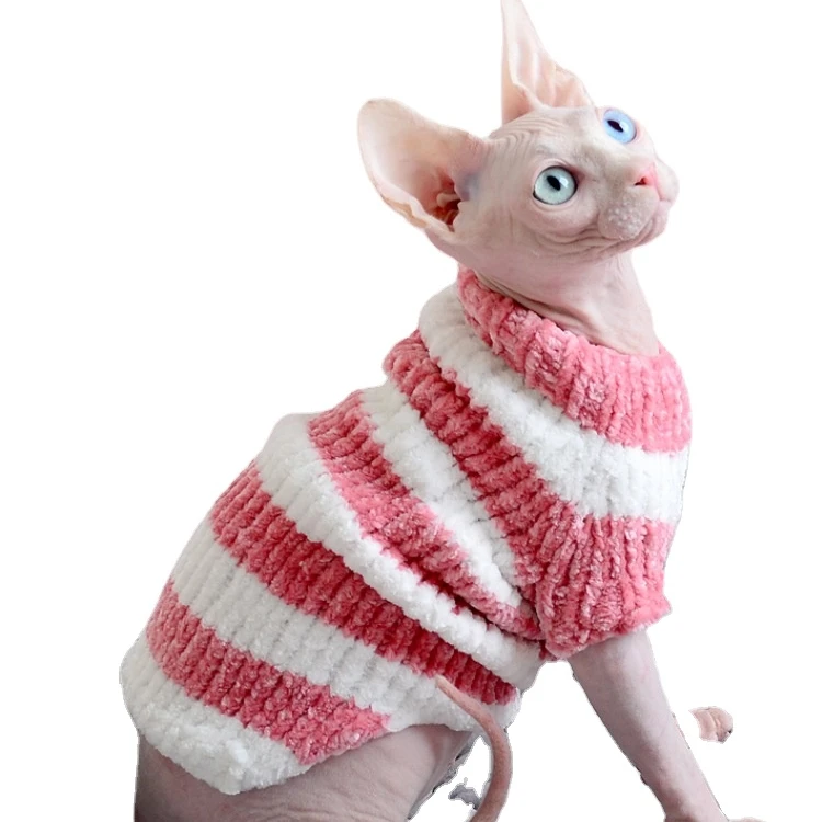 Cat Clothing Fall Winter Warm Sphinx Hairless Cat Clothes Silver Fox Wool Fabric Four-legged Pet Coat