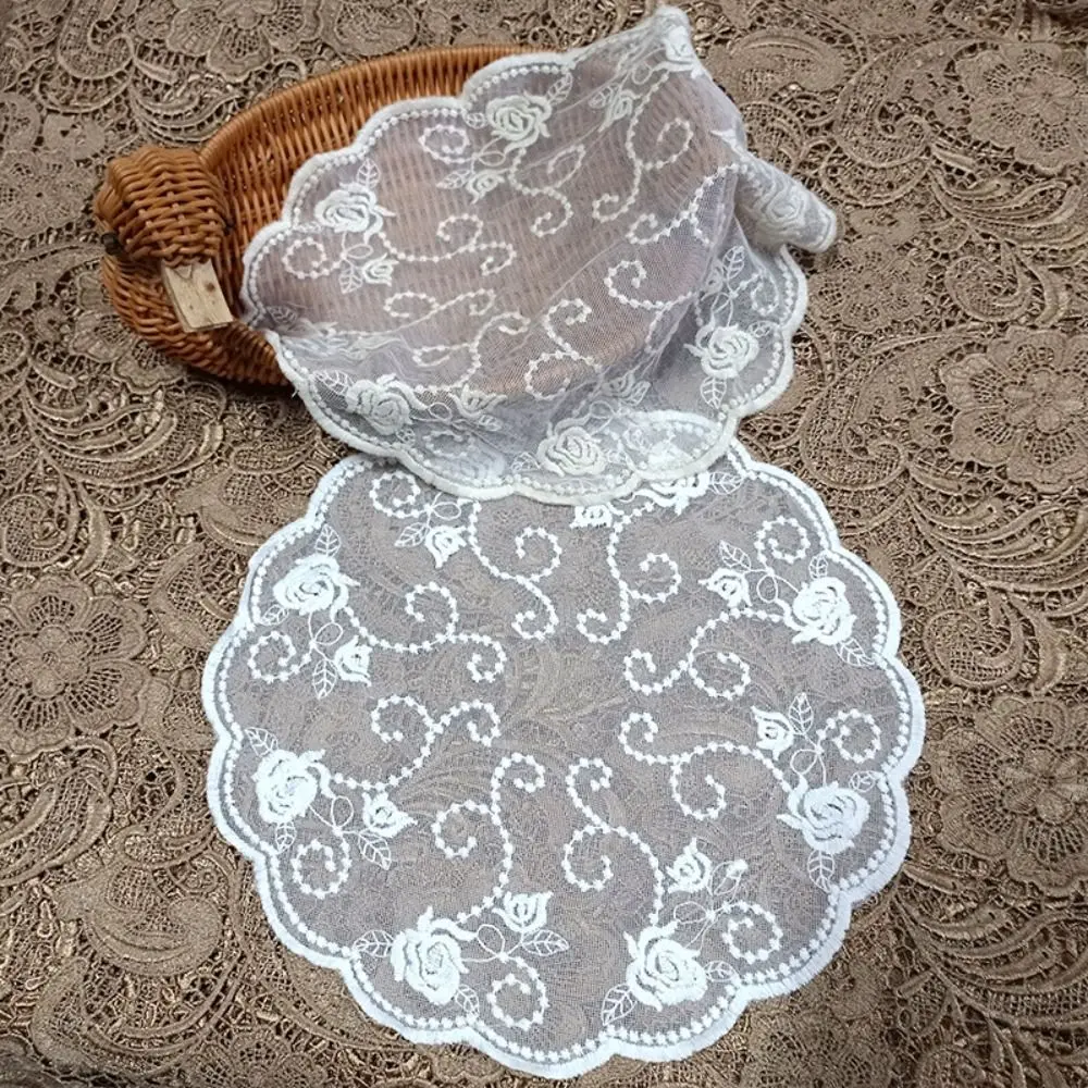 Vintage Lace Flower Embroidery Table Mat White Napkin Dining Placemat Coffee Cup Pad Insulated Coasters Home Desktop Decoration