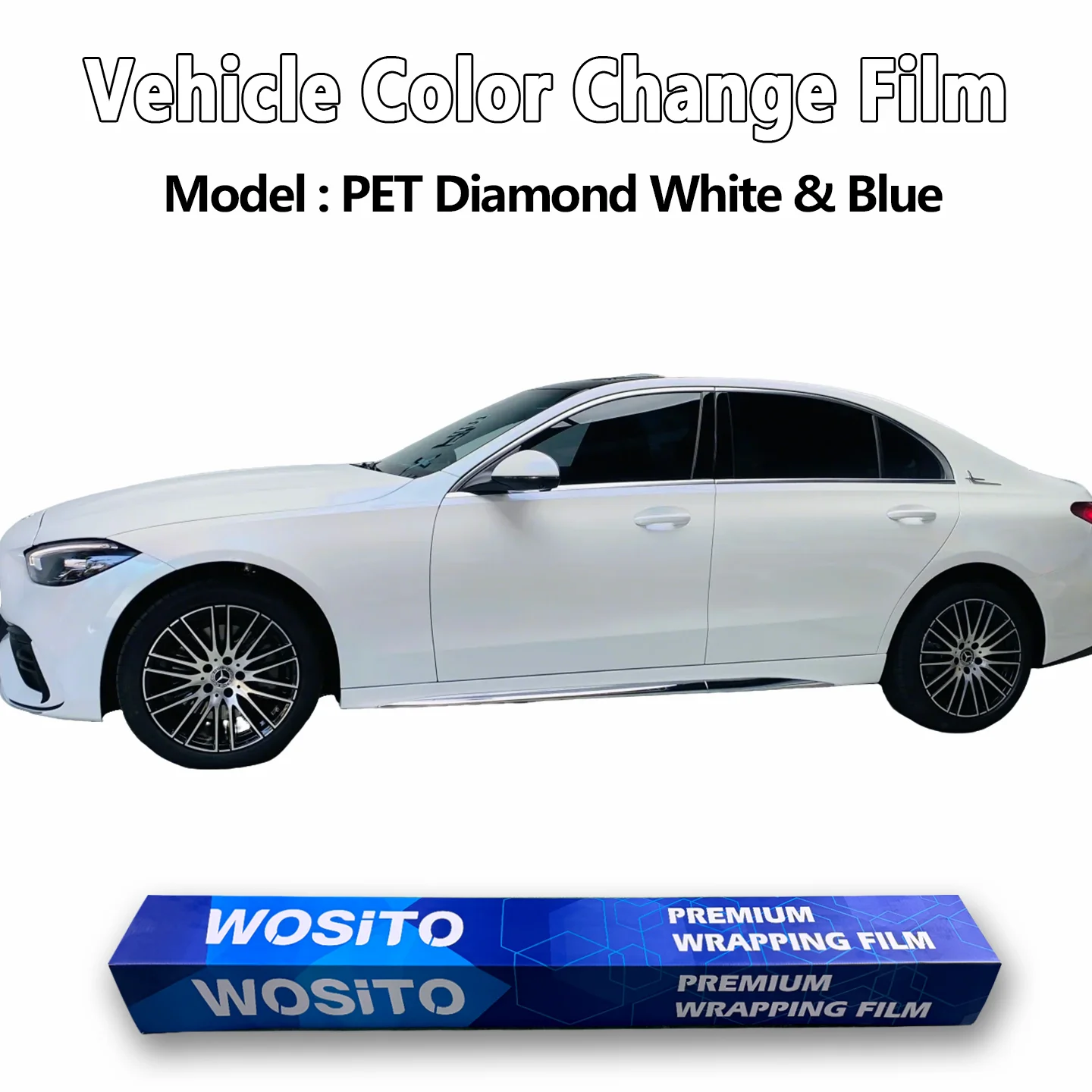 

PET Diamond White Mystic Blue Car Wrap Film Glossy Color Change Vinyl Bubble Free Anti Scratch Factory Direct Supply Automotive