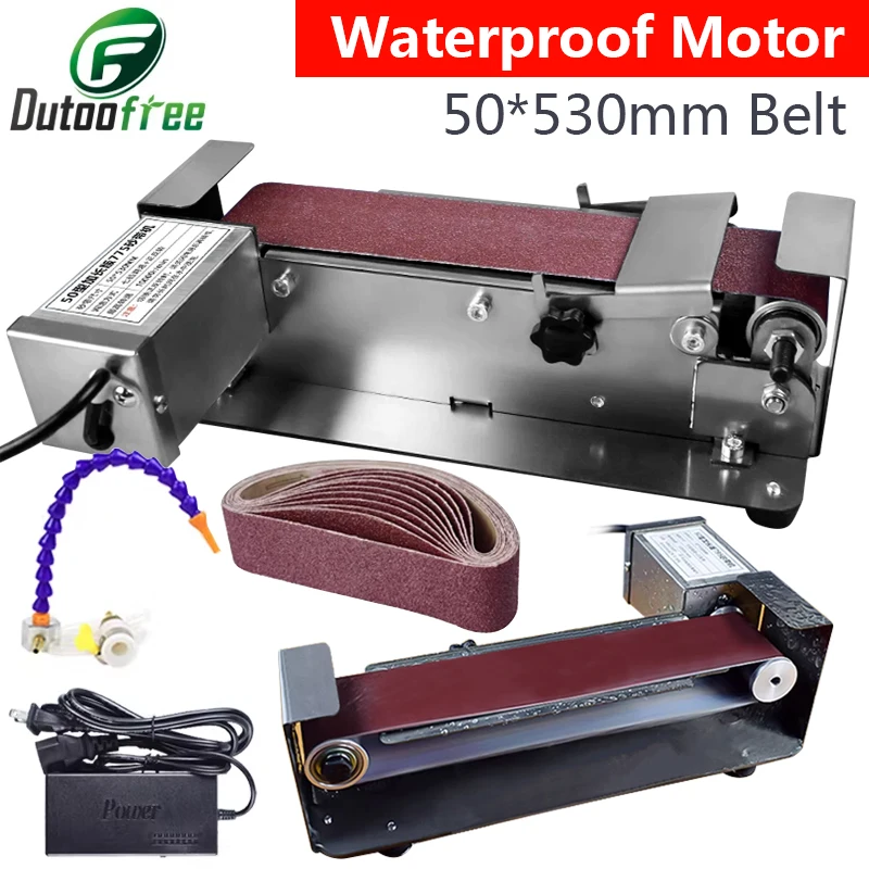 220V Mini Electric Belt Sander DIY Polishing Grinding Machine 180W/270W/360W Sharpening Machine Speed Regulation 0-13500r/min