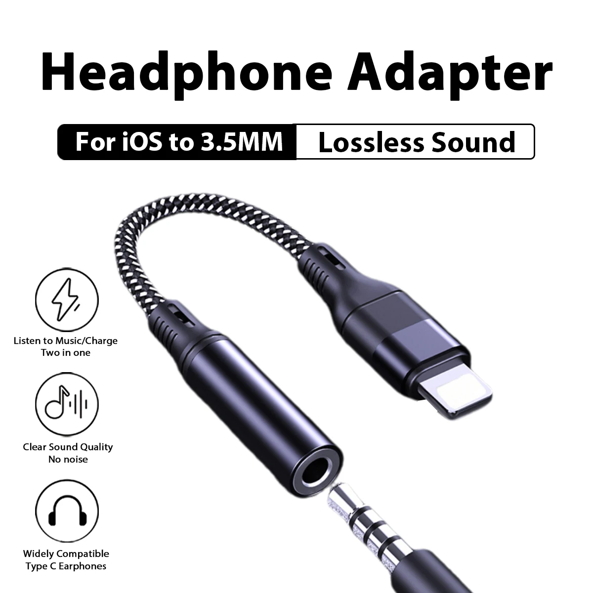 Lightning To 3.5 MM Jack AUX Cable Adapter For iPhone 14 13 12 Pro Adapter Headphone Connector Audio Splitter iPhone Accessories