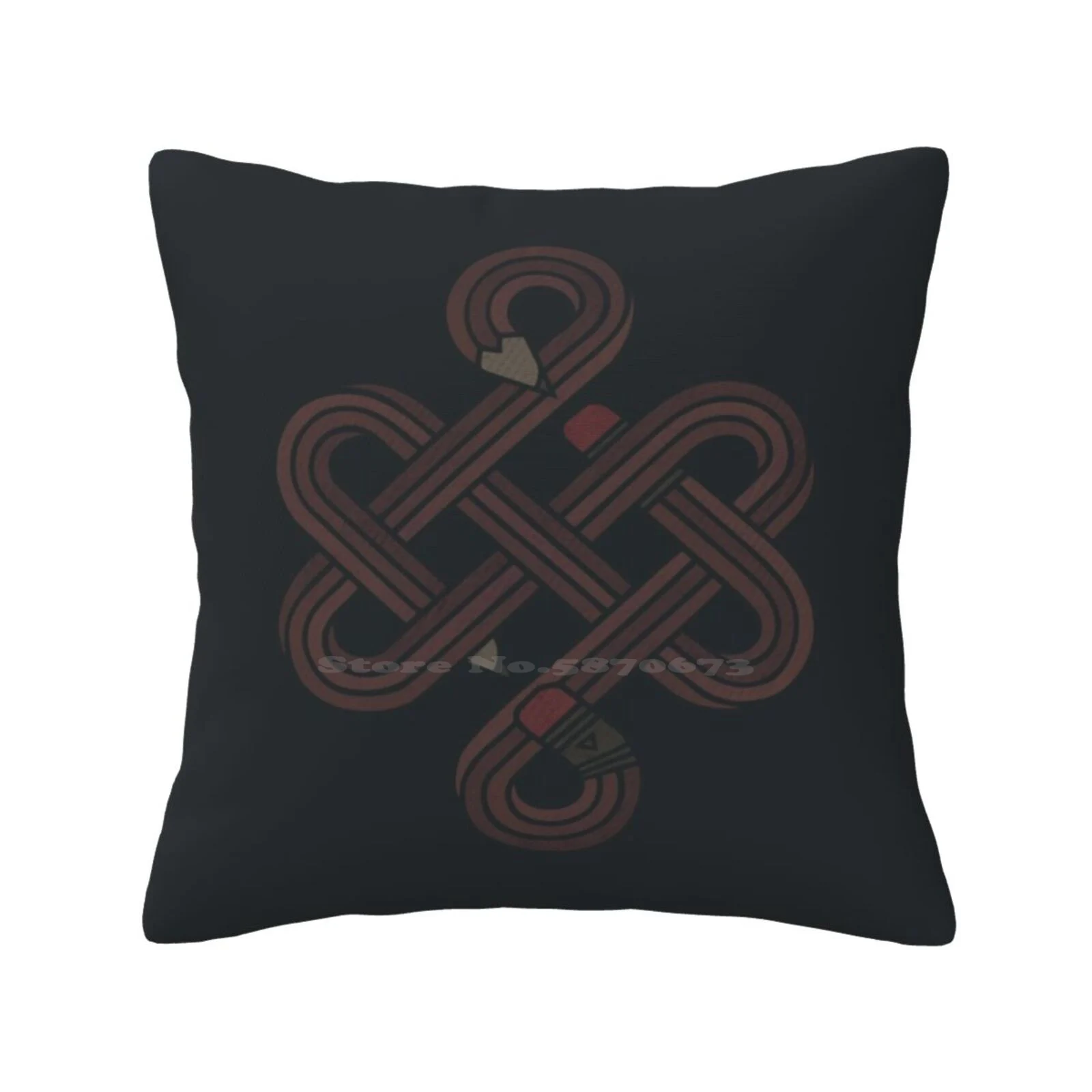 Endless Creativity Throw Cushion Pillow Cover Pencil Infinite Forever Doodle Random Happy Endless Knot Hector Mansilla