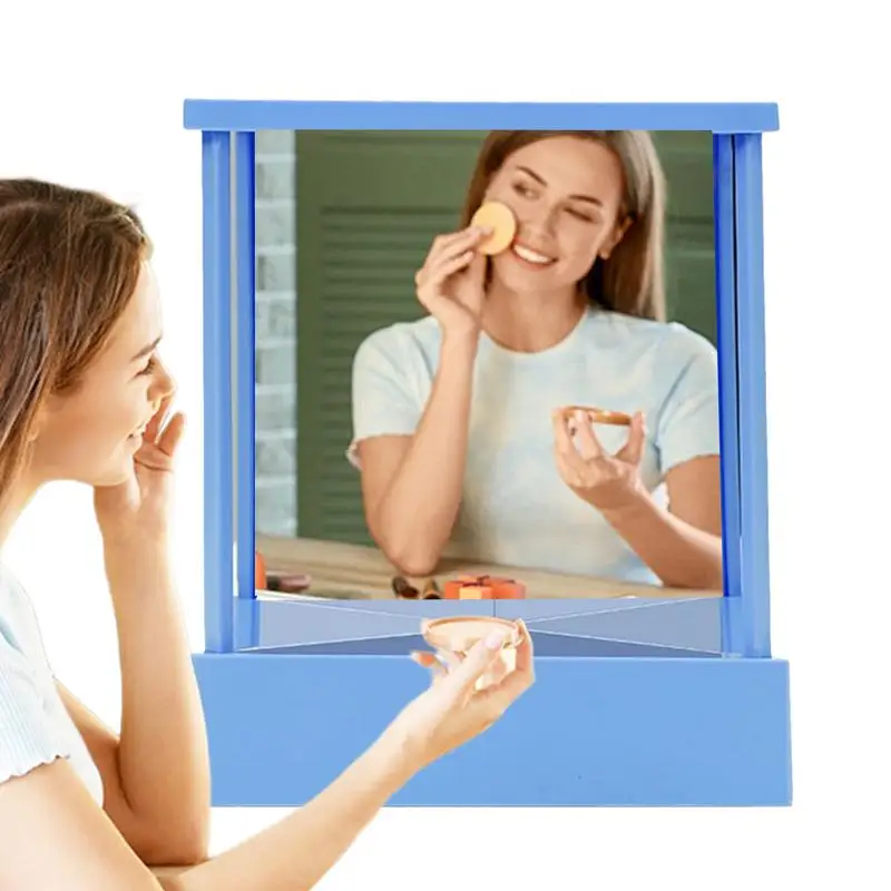 Non Reversing Mirror Triangular Fixed Table Mirror for True Image Non Magnifying Mirror for Modeling Makeup Facial Correction