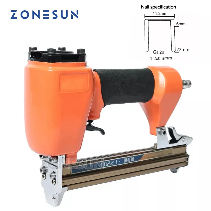 

ZONESUN ZS-1022 Pneumatic Staple Gun Air Brad Door-shaped Nails Gun Furniture Wood Sofa Wood Working Air Stapler