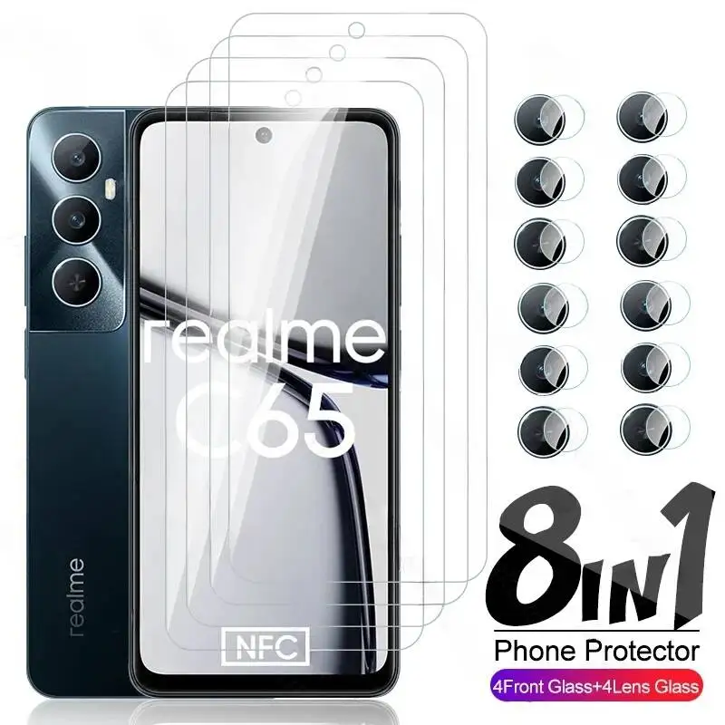 

8In1 Tempered For Realme Camera Lens Screen Protector Protective Glass On Realmec65 Realmi C65 C 65 65C S65 4G 2024