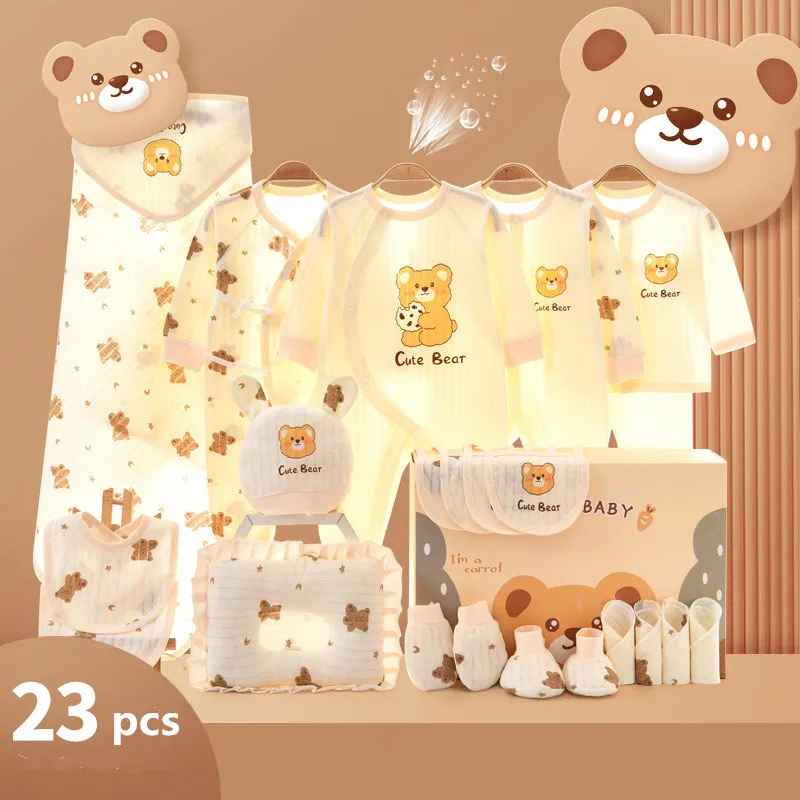 25/23/20 pieces/lot Newborn Baby Clothes Sets For Girls Boys 100% Cotton Infant Summer Clothes Outfits Baby Rompers Hat Bibs