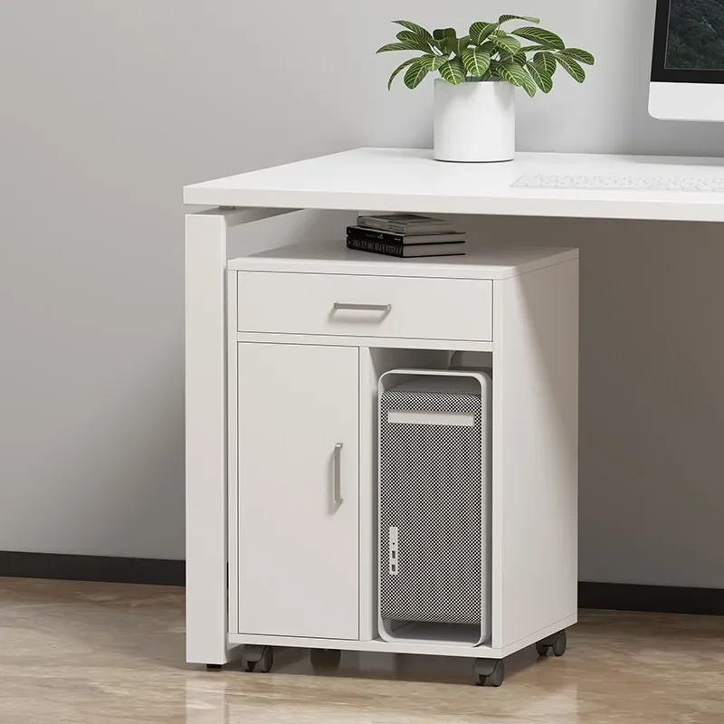 Simple printer rack removable computer host rack placement storage rack with pulley host box desktop host cabinet
