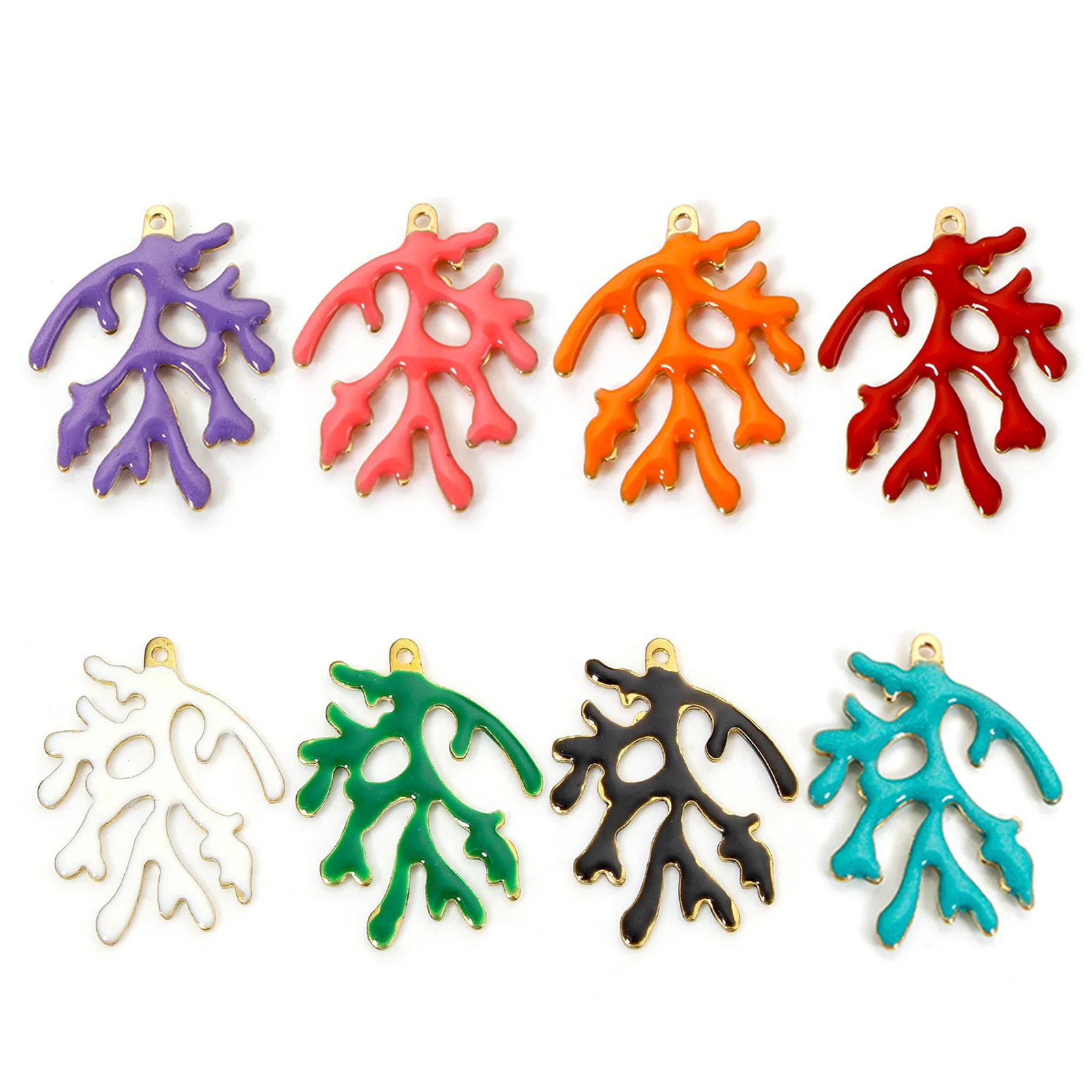 

5pcs New Brass Enamelled Sequins Charms Multicolor Coral Enamel Pendants DIY Women Necklace Earrings Jewelry Findings 20mmx15mm