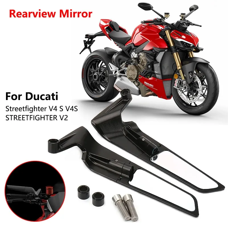 

For Ducati Streetfighter V4 S V4S STREETFIGHTER V2 Motorcycle Wing Mirrors Rearview Rotating NEW Rearview Side Mirror