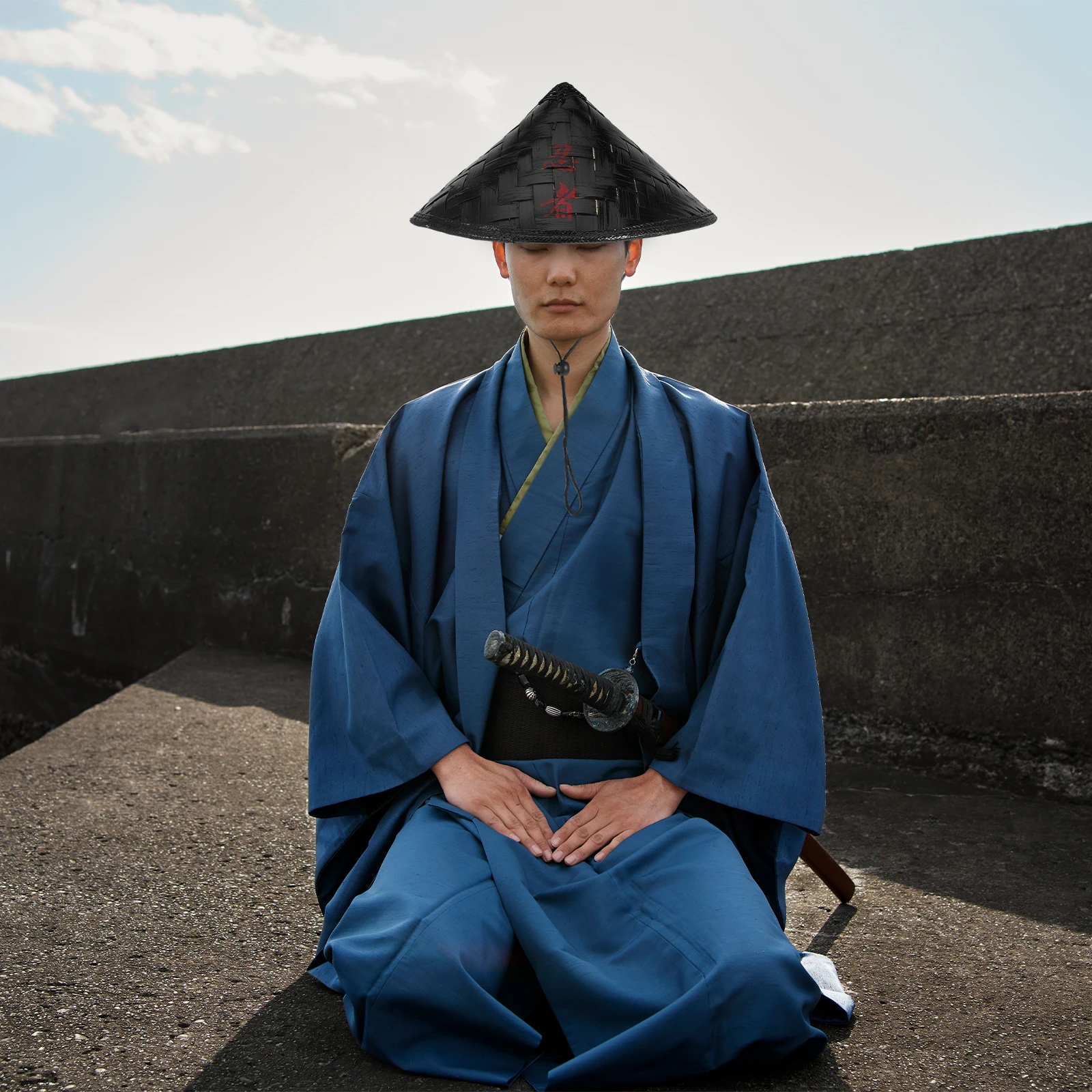 Chapeau de Ninja chapeau de paille de samouraï Cosplay japonais Ninja scène Performance riz asiatique bambou chapeaux coniques décor de fête chapeau de cône d'agriculteur