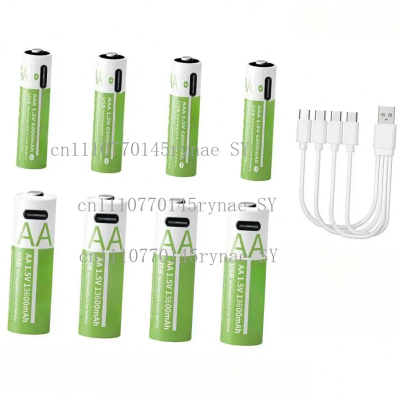 

Новые литий-ионные перезаряжаемые аккумуляторы 1.5V AA 13600mAh и AAA 6800mAh для бытовой техники, 2000 циклов зарядки, быстрая зарядка, с бесплатным кабелем USB-C