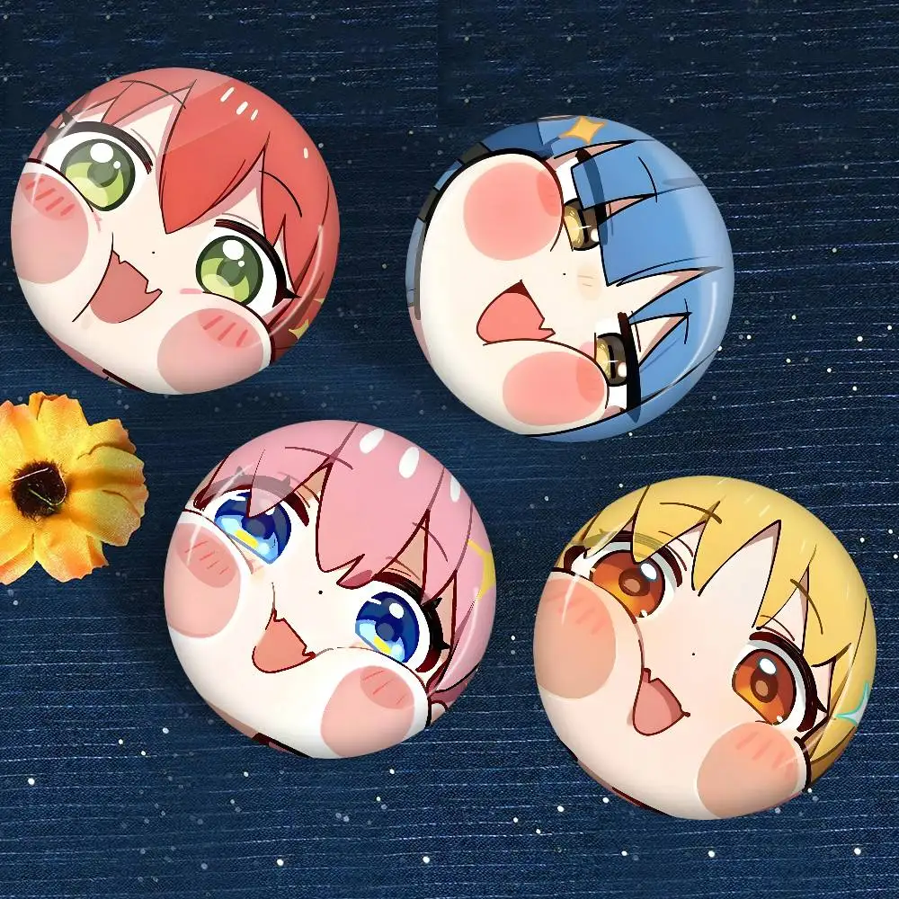 B-Bocchi-The-Rock Shy-Energetic 32/44/58MM Customizable Button Pins Cute Funny Creative Badge Jewelry Decor Gifts for Friends