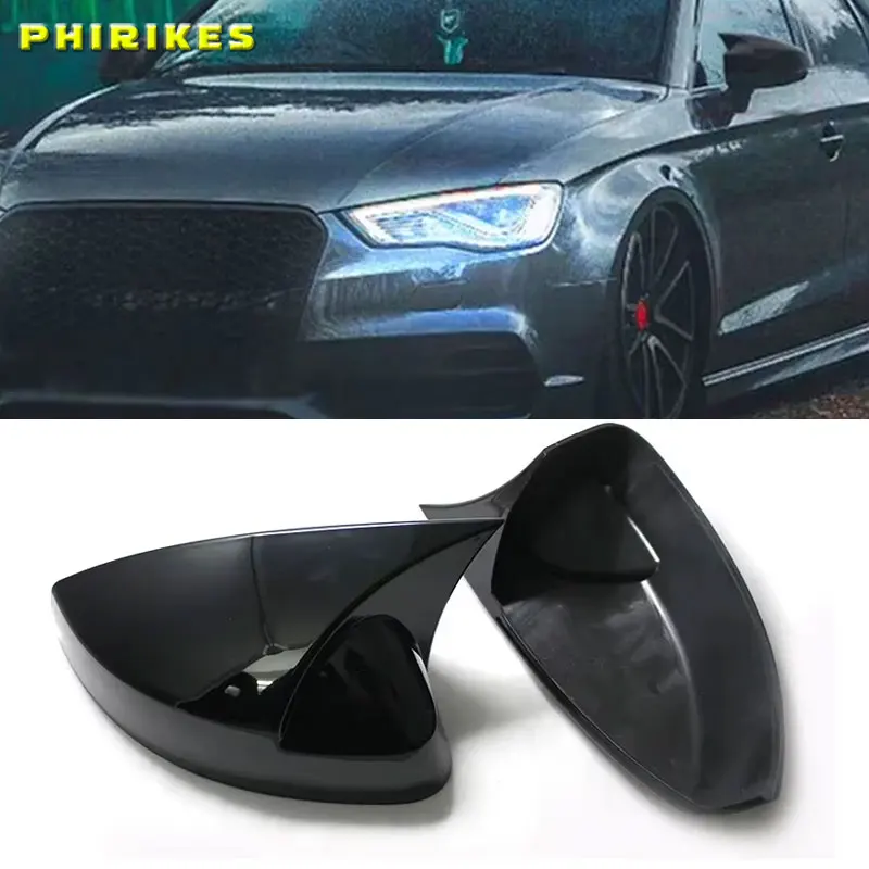 A3-Spiegelabdeckung für Audi RS3 8 V S3 Carbon-Rückspiegelabdeckung mit und ohne Spur, seitlicher Unterstützungsersatz 2014–2017 2018 2019