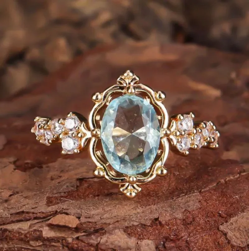 Fashion explosion European style personality exquisite design sense copper inlaid zircon light luxury rings for women