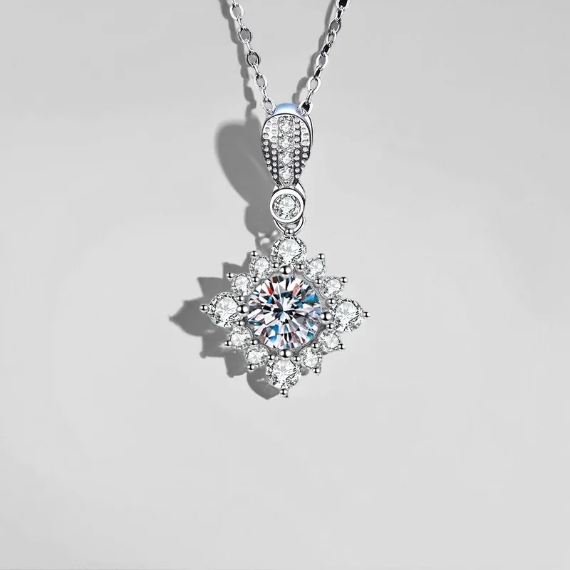 

1CT D цвет муассанит кулон ожерелье геометрическая огранка принцессы полная дрель S925 серебро PT950 родиевое покрытие GBA сертифицированный подарок