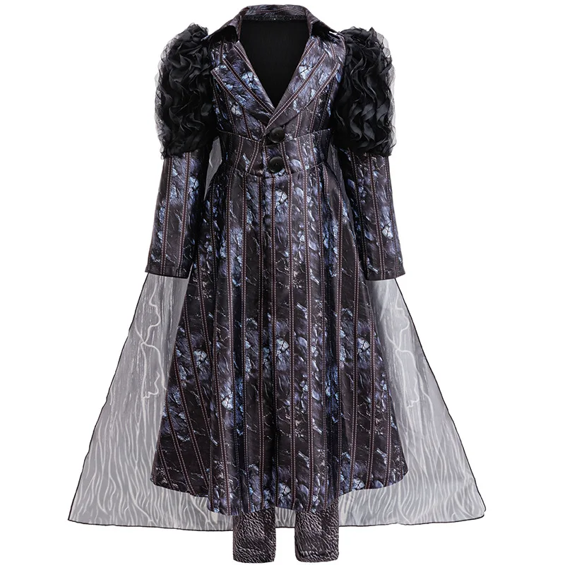 

Long Sleeve Print Dress coat+pant+cloak Witch Black Costume Dress for Girls Elphaba Disguise Clothes Carnival Party Festive dres