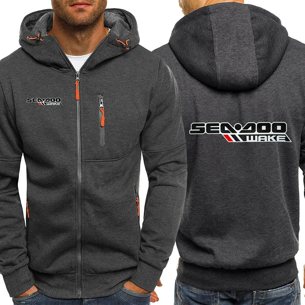 2024 Spring Autumn Men's Casual Sea Doo Seadoo Moto Logo Print Sports Design Long-sleeved Cardigan Zipper Popular Hooded Hoodies