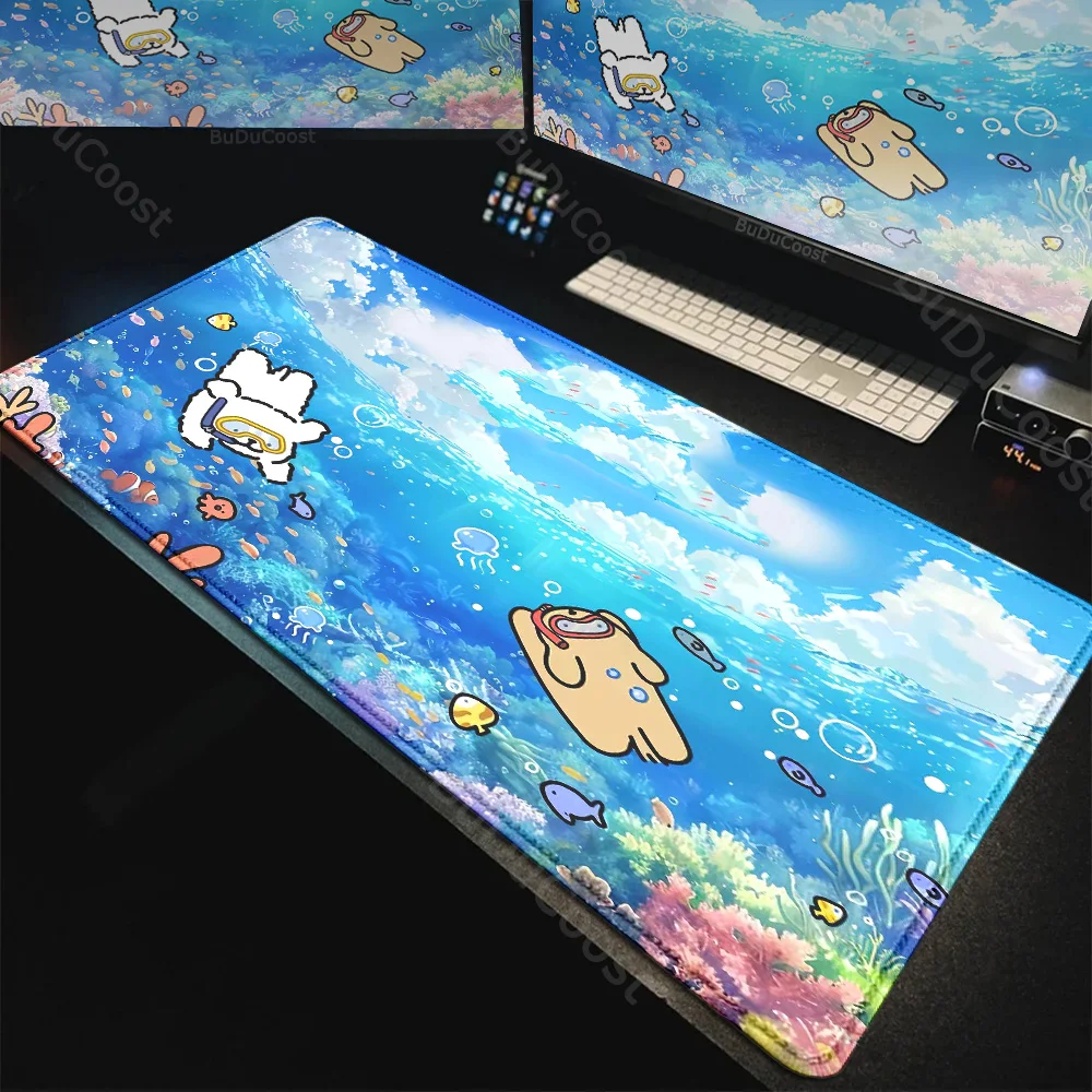 Kawaii Line Dog Mousepad Natural Rubber Gaming Table Mat Cute Large Size Speed Mouse Mat For Keyboard Mat Design Office Desk Pad