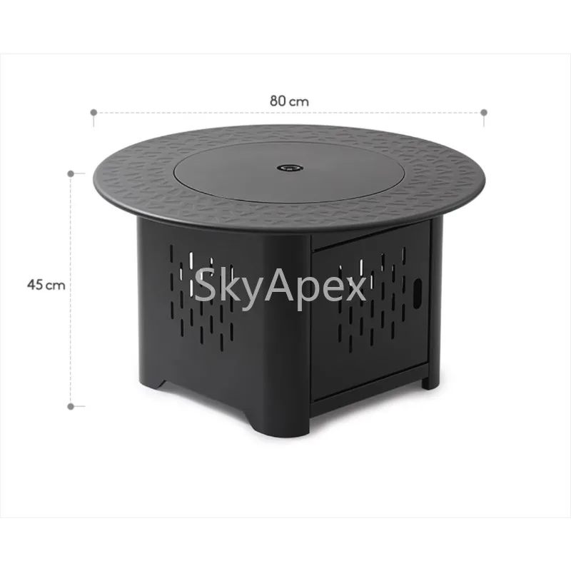 

Round Stove Side Tea Table - Multifunctional Charcoal BBQ & Heating Stove Heavy Duty Rustproof for Home Patio Indoor Outdoor