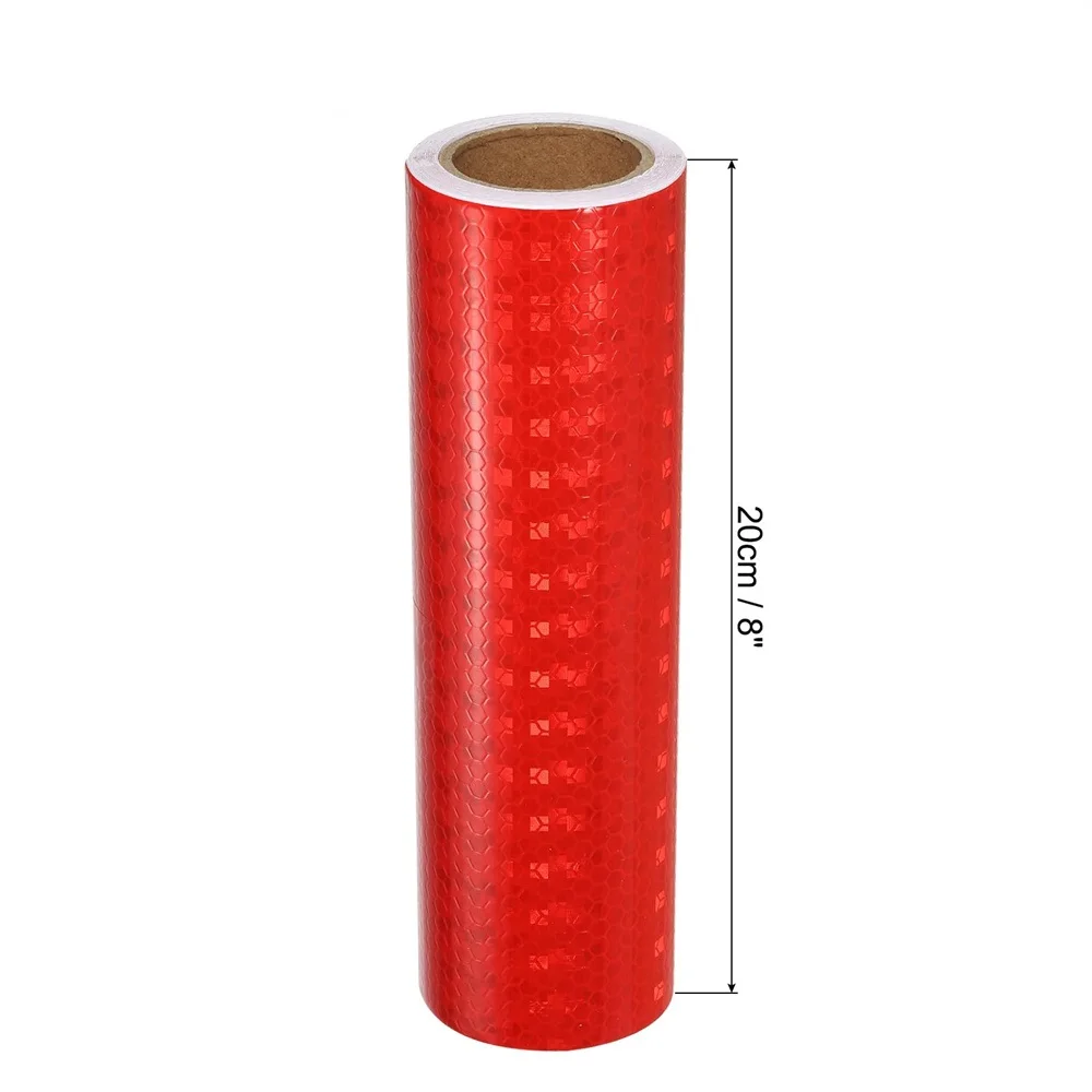 8Inch * 10FT Glanzende Rode Reflecterende Tapes Outdoor Hoge Vis Opvallendheid Veiligheid Vinyl Reflectoren Trailer Waterdichte Film Voor Vrachtwagen auto