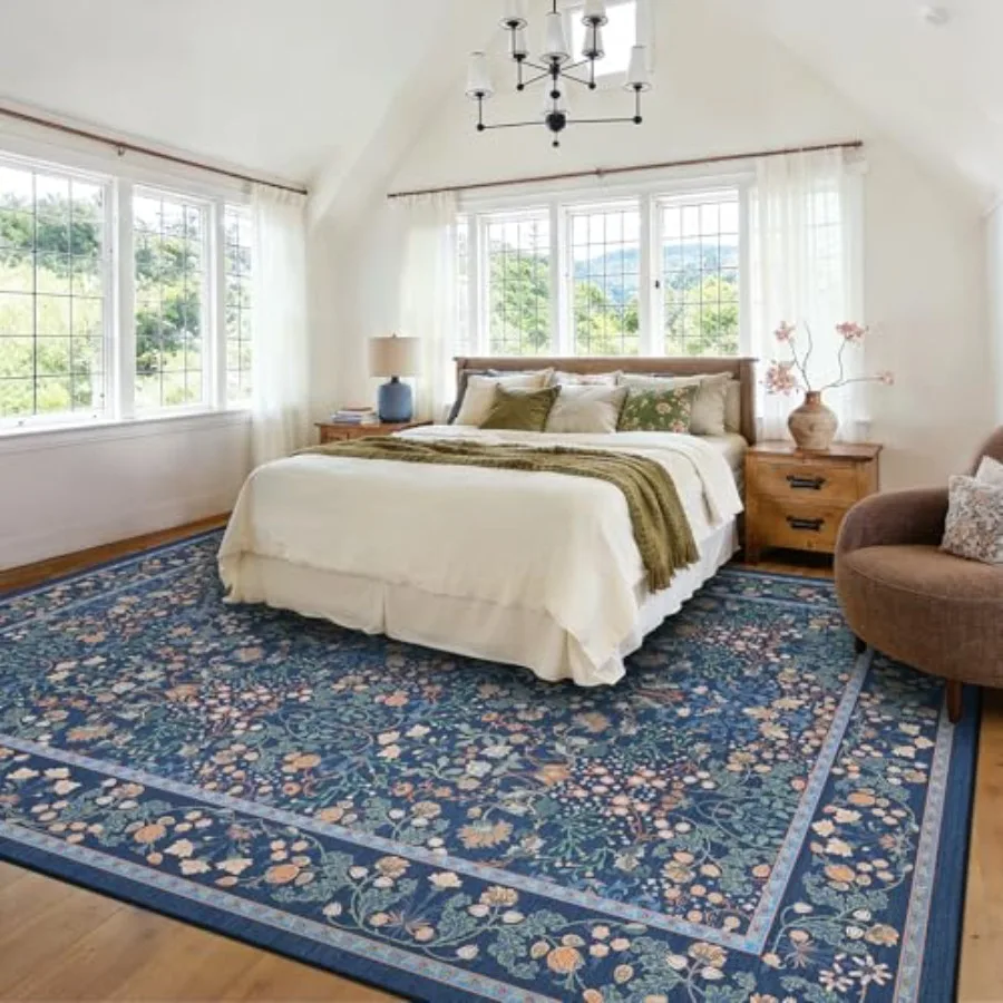 

Living room, bedroom, dining room washable area rug; polyester; beige; non-slip backing, low-profile design, durable edge bindi