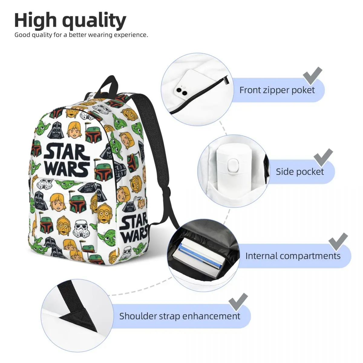 Hot-Sale-Star-Wars-Style Backpack for Men Women Fashion High School Hiking Travel Daypack College Shoulder Bag Outdoor