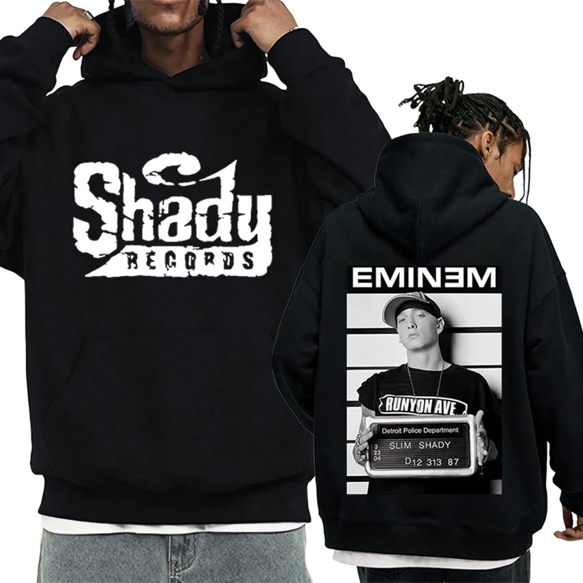 Rapper Eminem Hip Hop Double Sided Print Hoodie Men Women Hot sale Fashion Fleece Long sleeve Sweatshirts Unisex Graphics Tops