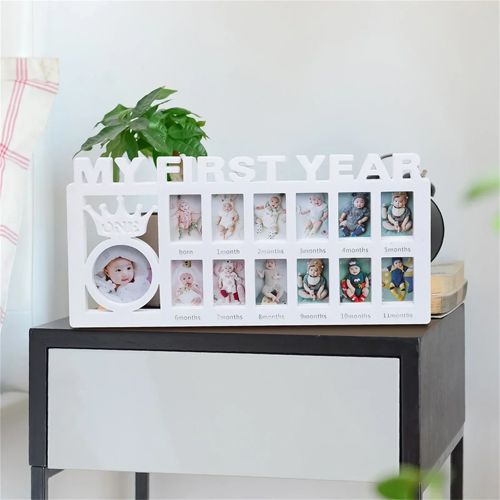 Baby Keepsake Frame Babys 12 Month Milestone Photos Frame Every Precious Moment of Your Baby's Gifts Growing Memory Capture